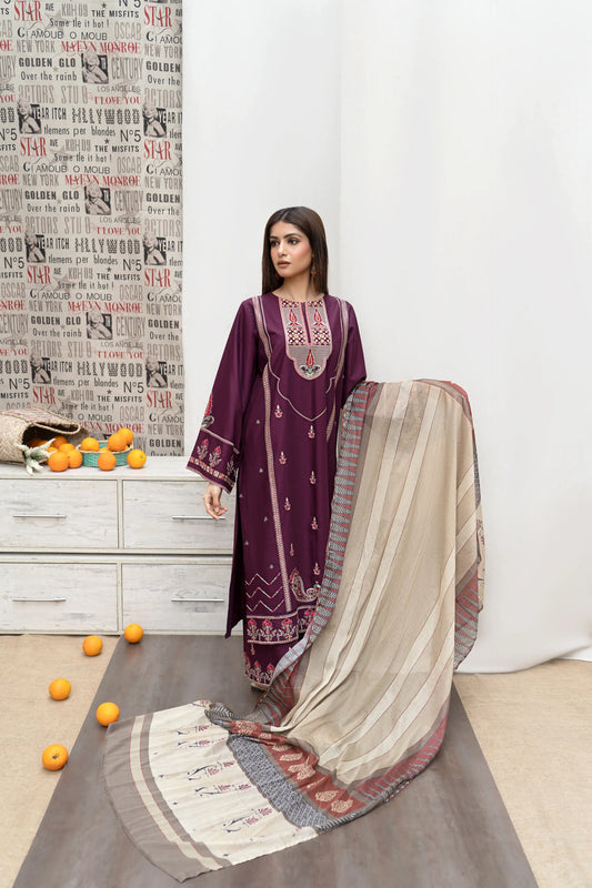 URGE MAH-E-MIR 3PC Lawn Suit With Diamond Printed Dupatta - MP016