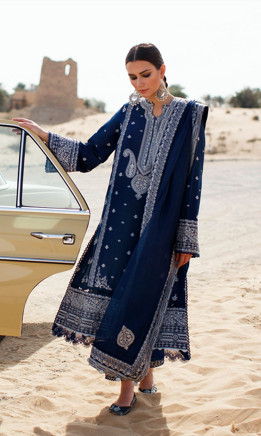 Zaha NEGIN Unstitched Embroidered Lawn 3Pc Suit - MP008