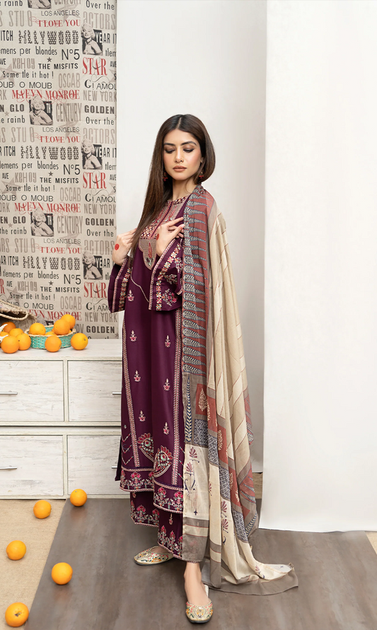 URGE MAH-E-MIR 3PC Lawn Suit With Diamond Printed Dupatta - MP016