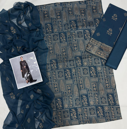 BAREEZE 3PC LAWN EMBROIDERED SHIRT WITH CHIFFON EMBROIDERED DUPATTA -  MP021