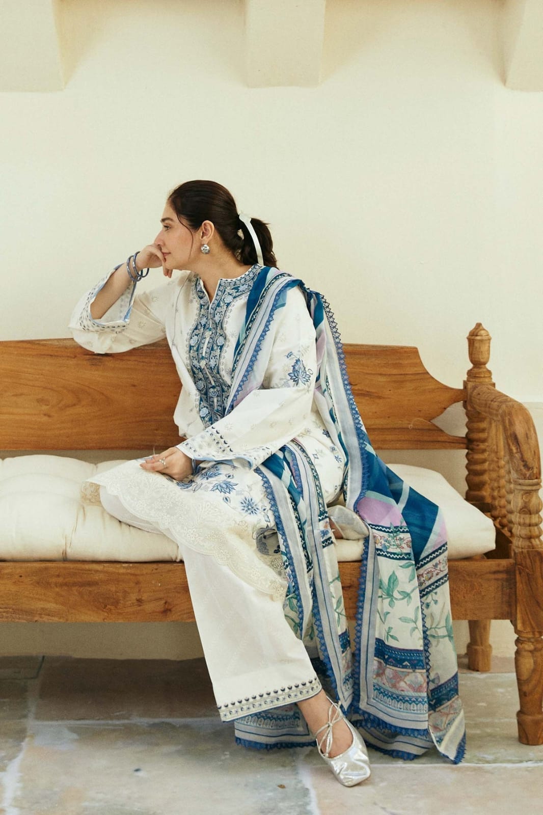 ZAHRA SHAHJAHAN- 3PC LAWN EMBROIDERED SHIRT WITH DIGITAL PRINTED DIAMOND DUPATTA -  MP019