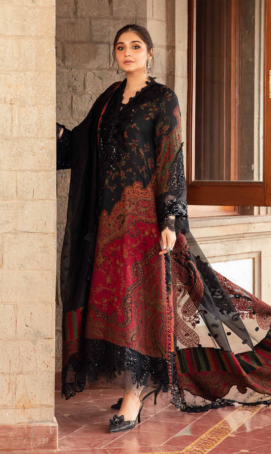 Maria.B Luxury Lawn Embroidered Unstitched 3 Pc Suit - MP012