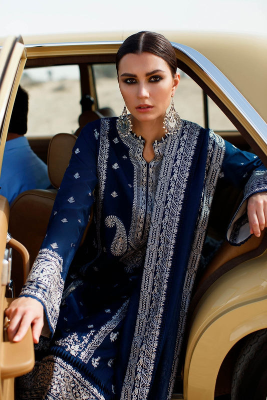 Zaha NEGIN Unstitched Embroidered Lawn 3Pc Suit - MP008