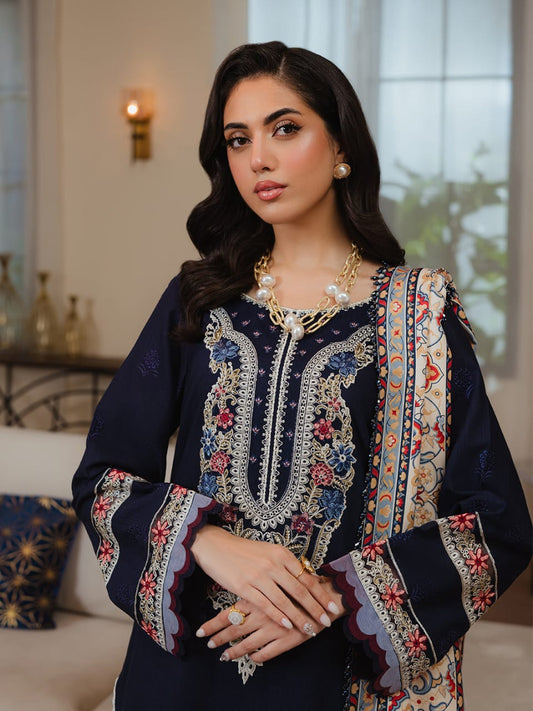 MAHNUR 3PC Luxury Lawn With Diamond Printed Dupatta - MP004