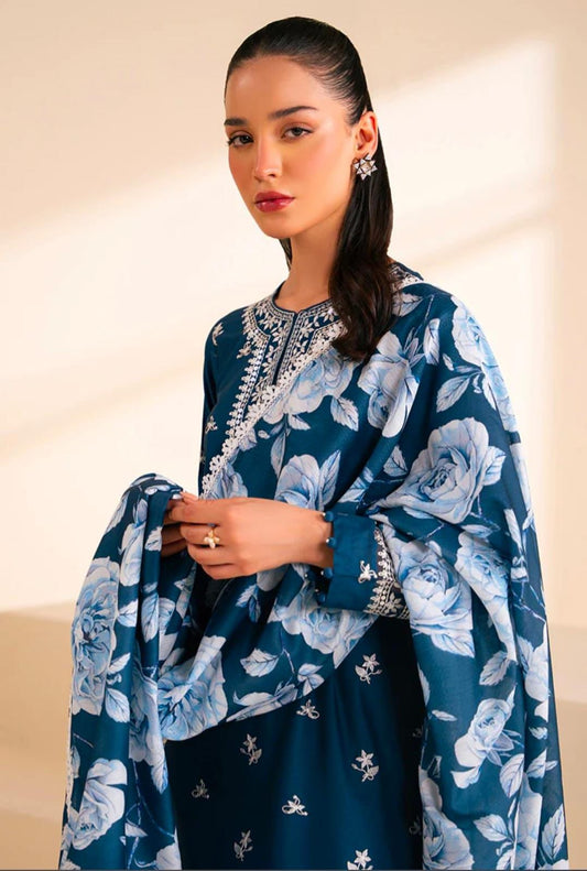 CROSS STITCH SAPPHIRE BLUE LUXURY EMBROIDERED LAWN - MP001