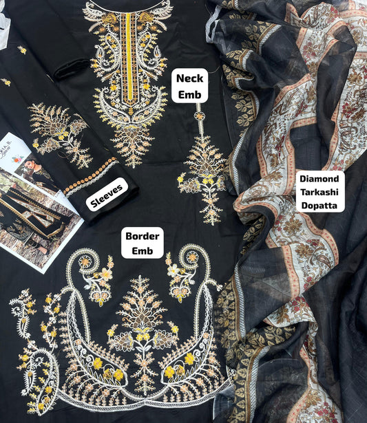 MARIA.B. 3PC Lawn Suit With Diamond Printed Dupatta - MP014
